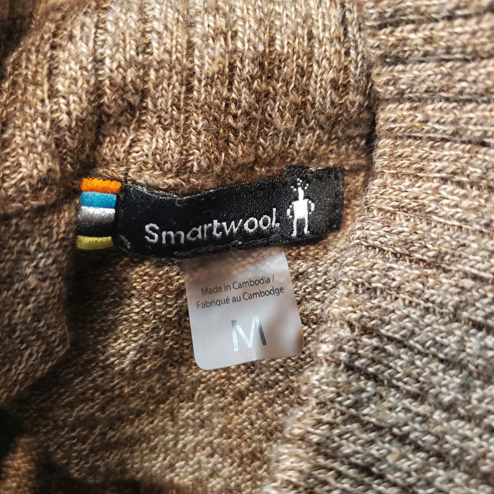 Smartwool Sparwood Mens Size M Quarter Zip Pull Over Sweater Brown Heather - Picture 4 of 9